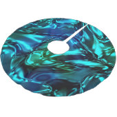 Blau und grün: Metallic Look Polyester Weihnachtsbaumdecke (Schrägansicht)