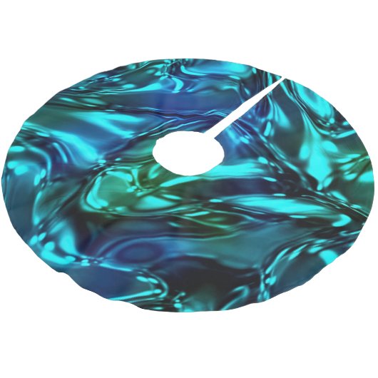 Blau und grün: Metallic Look Polyester Weihnachtsbaumdecke (Schrägansicht)