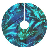 Blau und grün: Metallic Look Polyester Weihnachtsbaumdecke (Vorderseite)