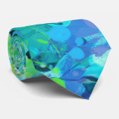 Blau und Grün Modernes Abstrakt Krawatte (Gerollt)