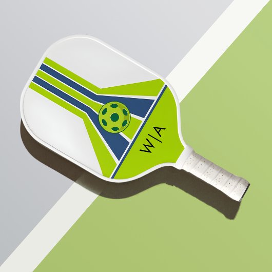 Blau und Grün | Modernes Monogramm  Pickleball Schläger