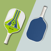Blau und Grün | Modernes Monogramm  Pickleball Schläger