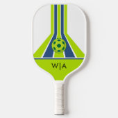 Blau und Grün | Modernes Monogramm  Pickleball Schläger (Vorderseite)
