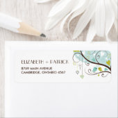 Blau und Grün | Niedliches Lovebirds-Adressetikett (Insitu)