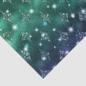 Blau und grün Ombre Glitzer Celestial Pattern Seidenpapier (Detail)