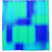 Blau und Grün Patchwork Duschvorhang (Vorderseite)