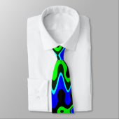 Blau und Grün Psychedelisch Neck Tie Krawatte (Gebunden)