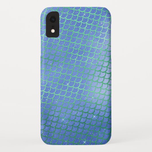 Blau und Grün-Sparkle-Mermaid-Skalenmuster Case-Mate iPhone Hülle (Rückseite)