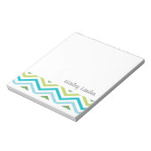 Blau und Grün Zickzack | Personalisierte Anmerkung Notizblock (Rotiert)