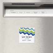 Blau und Grün Zig Zag Save the Date Magnet (In Situ (Geschirrspüler))