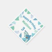 Blau und Grün zum Geburtstag Dinosaurier Dragon Serviette (Ecke)