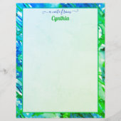 Blau- und grüne Abstrakte Wasserfarbe für Drucker Briefbogen (Vorderseite)