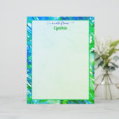 Blau- und grüne Abstrakte Wasserfarbe für Drucker Briefbogen (Stehend Vorderseite)