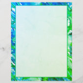 Blau- und grüne Abstrakte Wasserfarbe für Drucker Briefbogen (Rückseite)