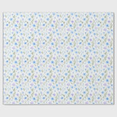 Blau und grüne Blumen | Geschenkpapier (Flach)