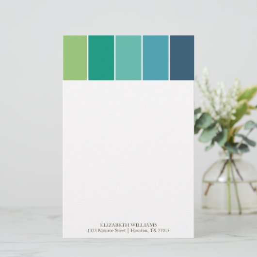 Blau- und grüne Farbblöcke Briefpapier (Stehend Vorderseite)