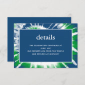 Blau und grüne Gefärbte Krawatte Mitzvah Details E Begleitkarte (Vorne/Hinten)