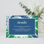 Blau und grüne Gefärbte Krawatte Mitzvah Details E Begleitkarte (Stehend Vorderseite)