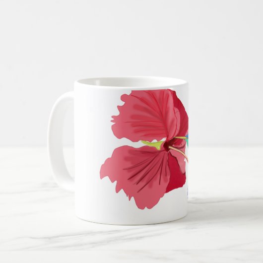 Blau- und Grüne Hummingvogel und Roter Hibiskus   Kaffeetasse (Vorderseite Links)