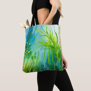 BLAU UND GRÜNE WASSERFARBE MIT ALGAE TASCHE