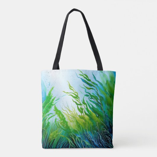 BLAU UND GRÜNE WASSERFARBE MIT ALGAE TASCHE (Rückseite)