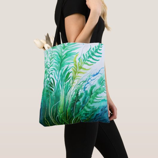 BLAU UND GRÜNE WASSERFARBE MIT ALGAE TASCHE (Von Nahem)
