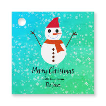 Blau und grüner Schneemann mit Schnee Weihnachten