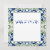Blau und grünes BOHO Leaf Blumenmuster (Rückseite)