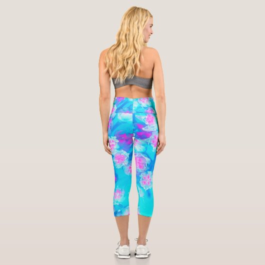Blau und Heiß rosa Sukkuläres Unterwasser-Sedum Capri Leggings (Rückseite)