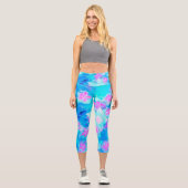 Blau und Heiß rosa Sukkuläres Unterwasser-Sedum Capri Leggings (Vorderseite)