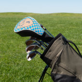 Blau- und hellbeige Karo mit Initialen, Anzahl Golf Headcover (In SItu)