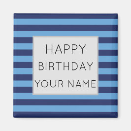 Blau und hellblau gestreift glücklich Geburtstag Magnet