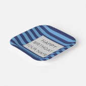 Blau und hellblau gestreift glücklich Geburtstag Pappteller (Gewinkelt)