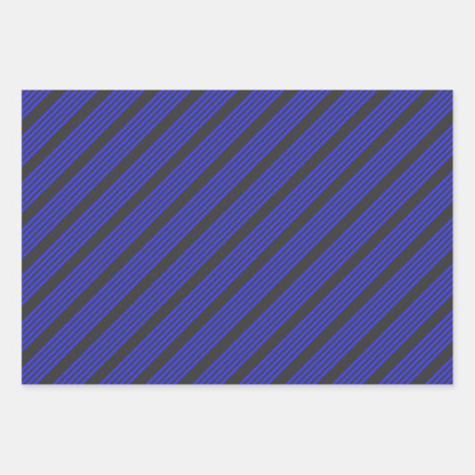 Blau und Holzkohle, fünf Streifen Geschenkpapier Set (Vorderseite 2)