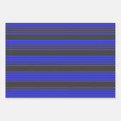 Blau und Holzkohle, fünf Streifen Geschenkpapier Set (Vorderseite)