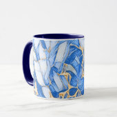 Blau und Imitate Gold Blüten Tasse (Vorderseite Links)