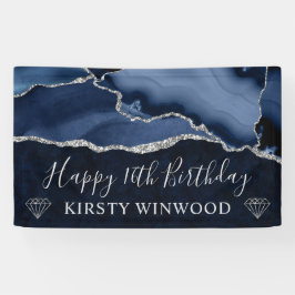 Blau und Imitate Silver Glitzer Agate Marble Sweet Banner