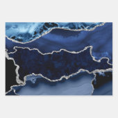 Blau und Imitate Silver Glitzer Marmorflasche Geschenkpapier Set (Vorderseite 3)