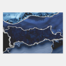 Blau und Imitate Silver Glitzer Marmorflasche