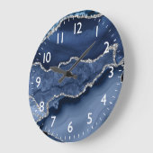 Blau und Imitate Silver Glitzer Marmorflasche Große Wanduhr (Winkel)