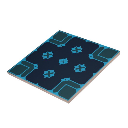 Blau- und Indigomuster im Mosaikstil Fliese (Seite)