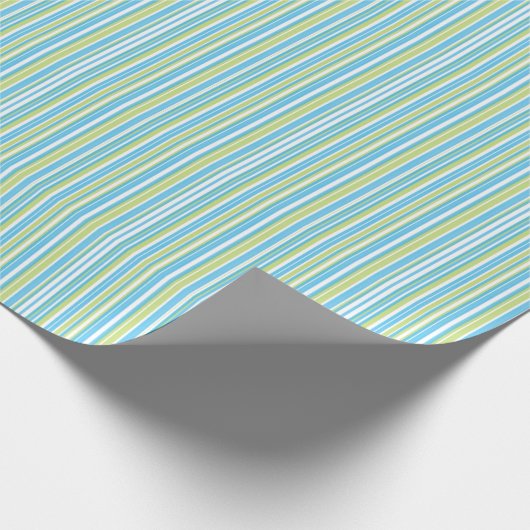 Blau und Kalkgrün gestreift Geschenkpapier (Ecke)