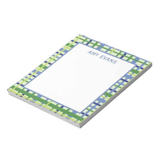 Blau und Karierter Notepad Notizblock (Rotiert)