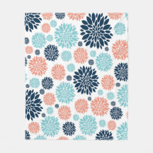 Blau und Korallenfleece Blanket