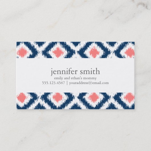 Blau- und Korallenmuster Telefonnummerkarte (Vorderseite)