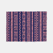 Blau und KorallenrotTribal Geometrisches Muster Fleecedecke (Vorderseite (Horizontal))