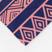 Blau und KorallenrotTribal Geometrisches Muster Fleecedecke (Ecke)