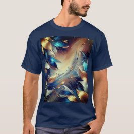 Blau und Kupfer Blätter Abstrakter T - Shirt