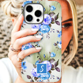Blau und Lavendel Monogram Floral Case-Mate iPhone Hülle