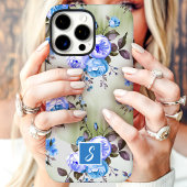 Blau und Lavendel Monogram Floral Case-Mate iPhone Hülle